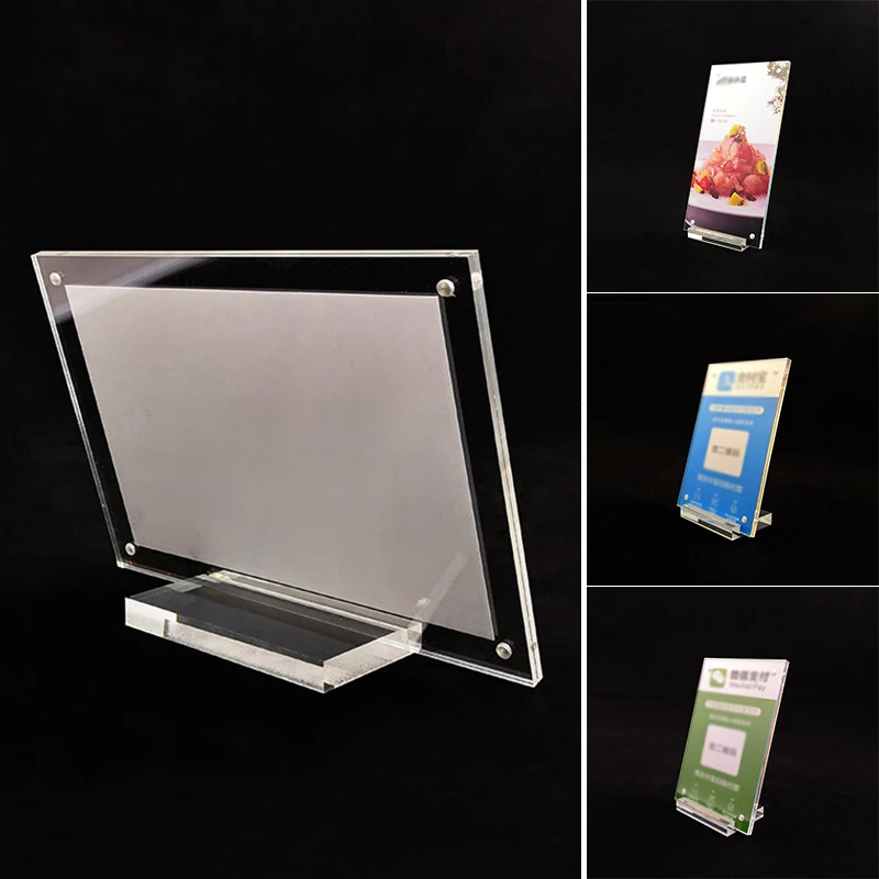 Klarer Acryl Foto rahmen Tisch karte Zeichen Displayst änder magnetischer Foto karten halter Poster Display Stand rahmen Desktop-Ornamente