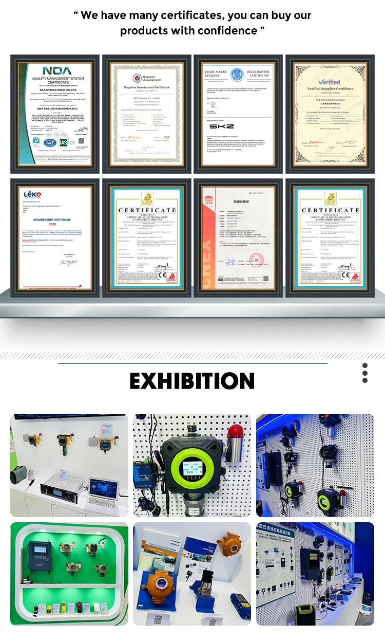 SKZ2050B- O2 Detector de gas fijo en línea detecta micro concentración de oxígeno en sensor de O2 de circonio de hidrógeno