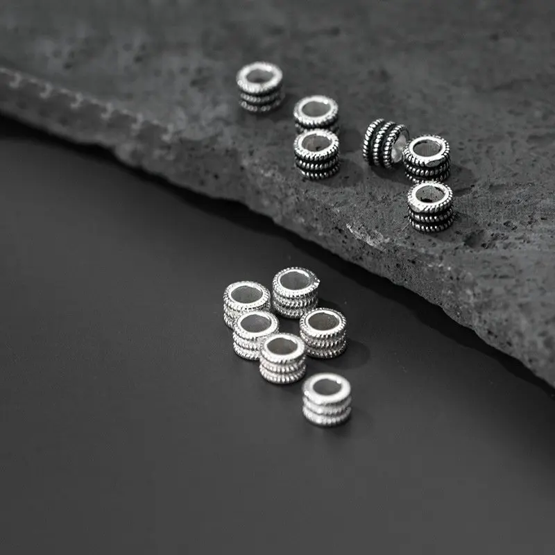 5pcs 925 Sterling Silver Spacer Beads Suit for Bracelet Necklace Loose Beads Diy Jewelry Making