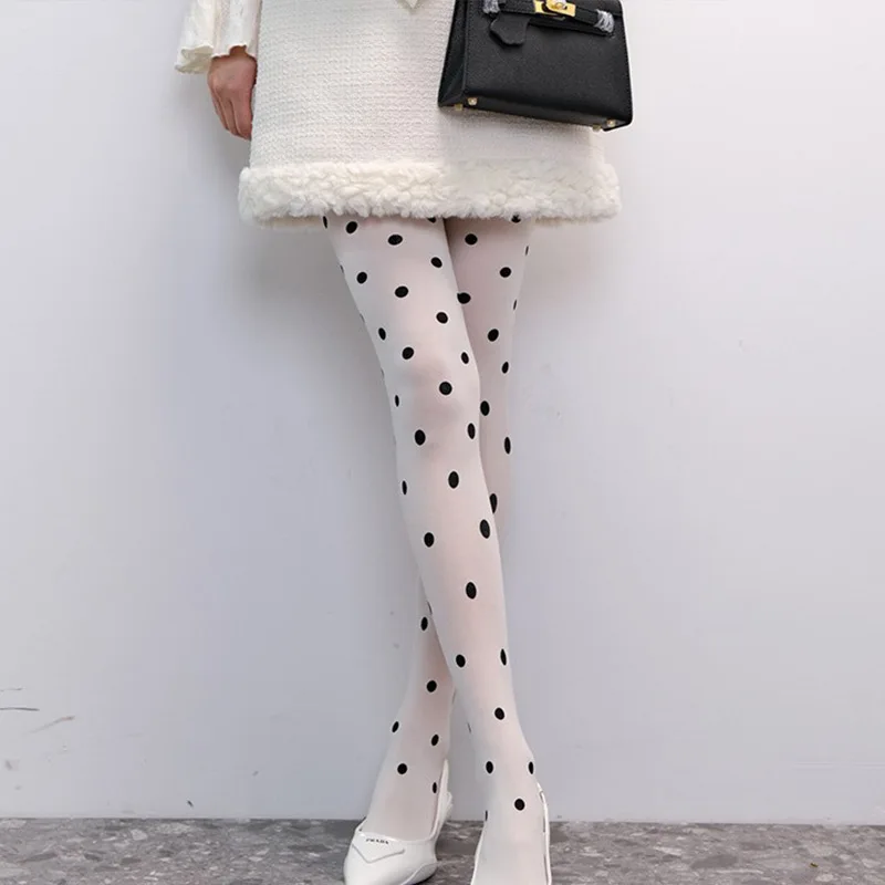Retro Polka Dot Kniestrümpfe Weiß Französisch Elegant Pure Desire INS Polka Dot Strumpfhosen Süße coole würzige Mädchenstrümpfe