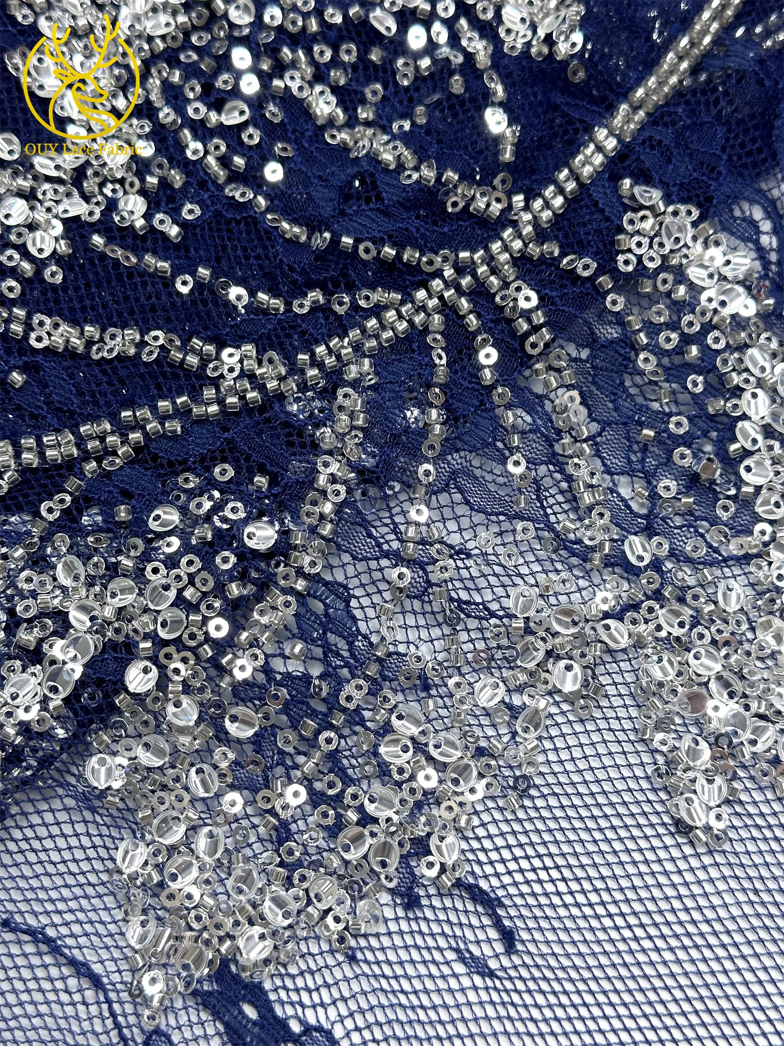 Weinroter afrikanischer bestickter Perlen-Spitzenstoff, 5 Yards, französisches Blattmuster, Pailletten-Tüll-Spitzenstoff für Hochzeits- und Partykleider – Detail 30