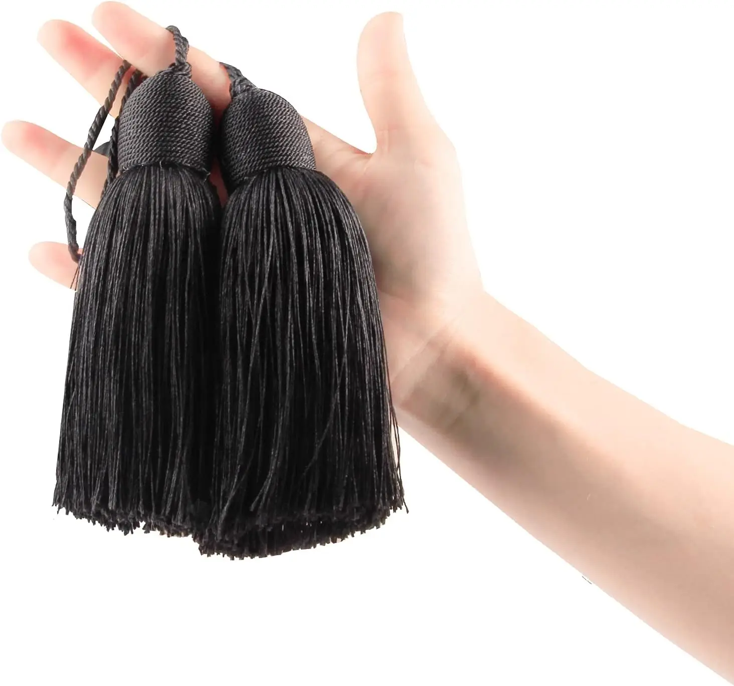 

2pcs Polyester Tassel Charms with Loop for DIY Home Decor (Black)