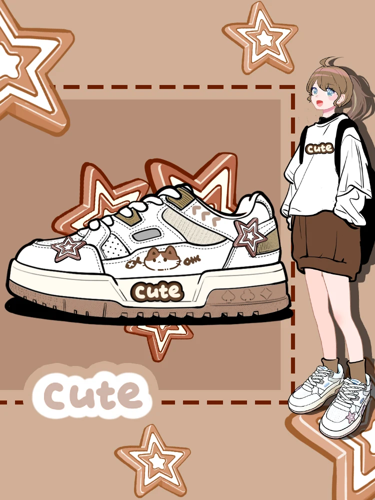 Lolita Cute Star Board Shoes For Women 2024 Autumn New Sports And Leisure Shoes For Japanese And Korean Students