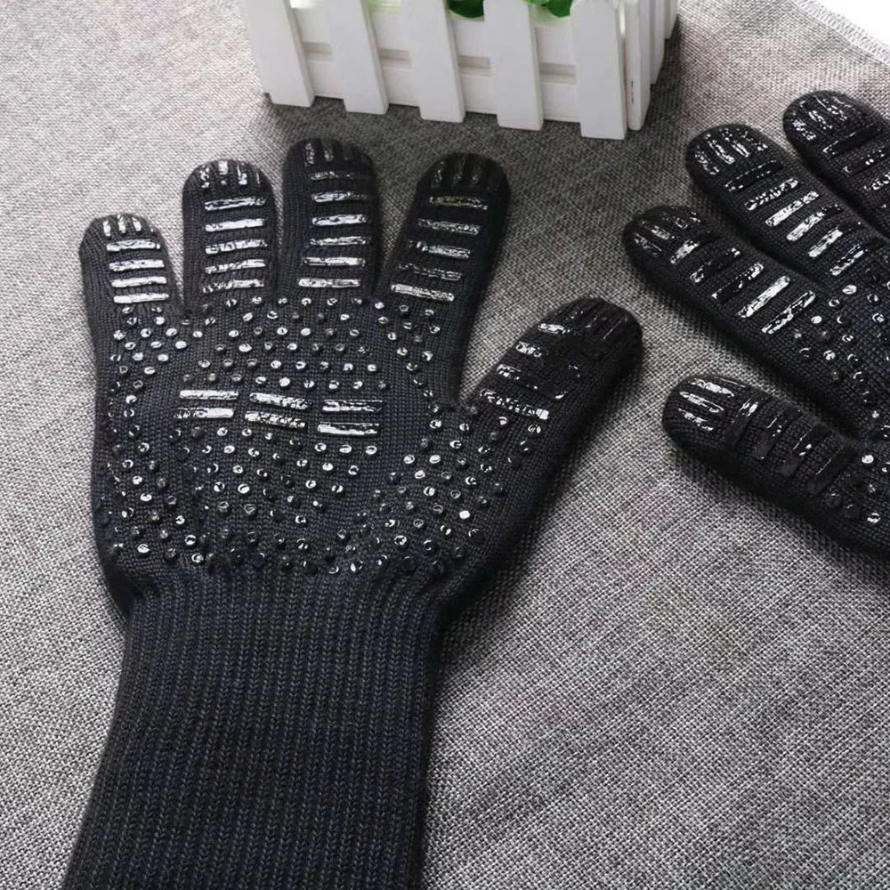 Guantes ignífugos antideslizantes para horno microondas, manoplas resistentes al calor extremo para horno, ignífugos para barbacoa, 300 a 500 grados centígrados