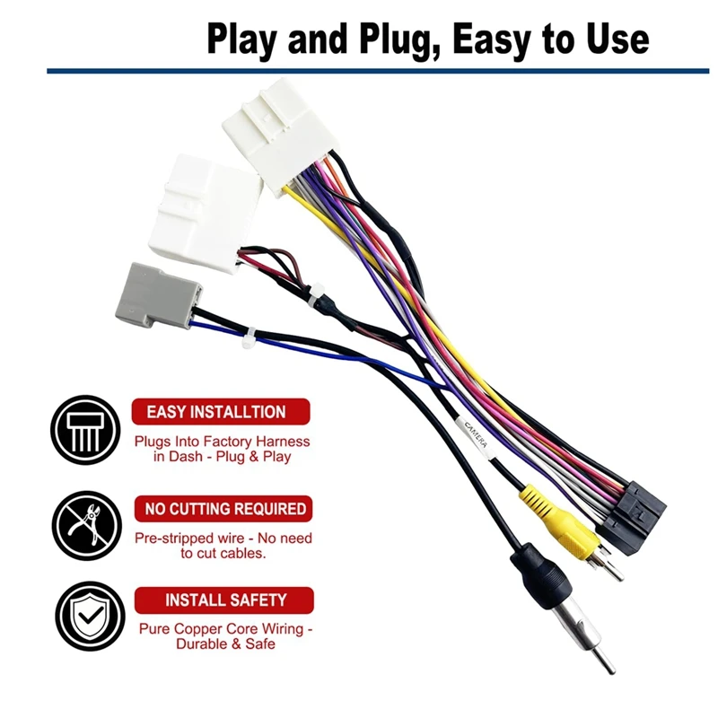 DT98 Harness Adapter ISO Stereo Wiring Adapter for Nissan 2010-2017 Reverse Antenna Support 16Pin Plug and Play Aftermarket