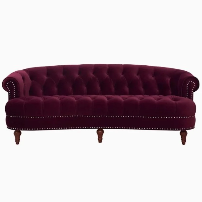 

American light luxury, living room curved buckle fabric sofa, simple and modern