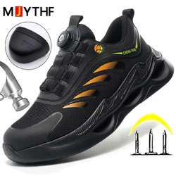 Protective Men's Shoes Rotating Button Work Shoes New Men's Anti Smashing And Anti Puncture Safety Shoes Work Boots Protective