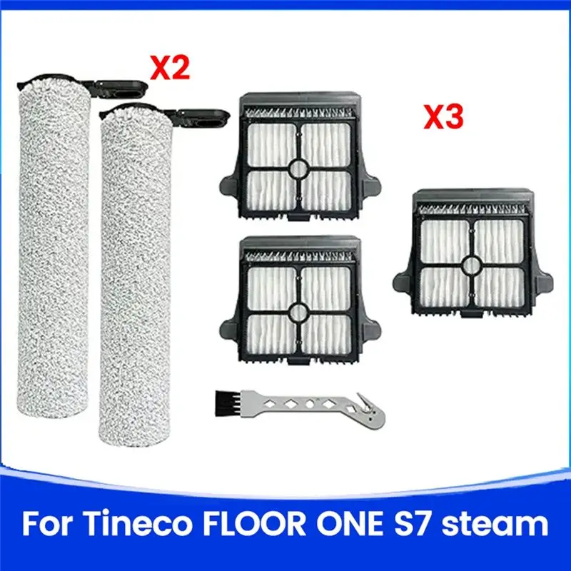 AEE4-Brush Roller&Filter Replacement For Tineco Floor ONE S7 Steam Smart Cordless Wet Dry Vacuum Floor Scrubber Cleaner Parts