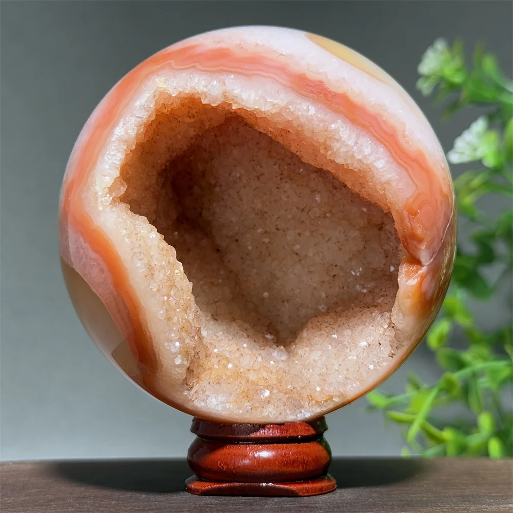 Boule d'agate rouge et noire naturelle, cristal minéral, cluster d'énergie, Reiki, prière, méditation, guérison, décoration de la maison, cadeau + base