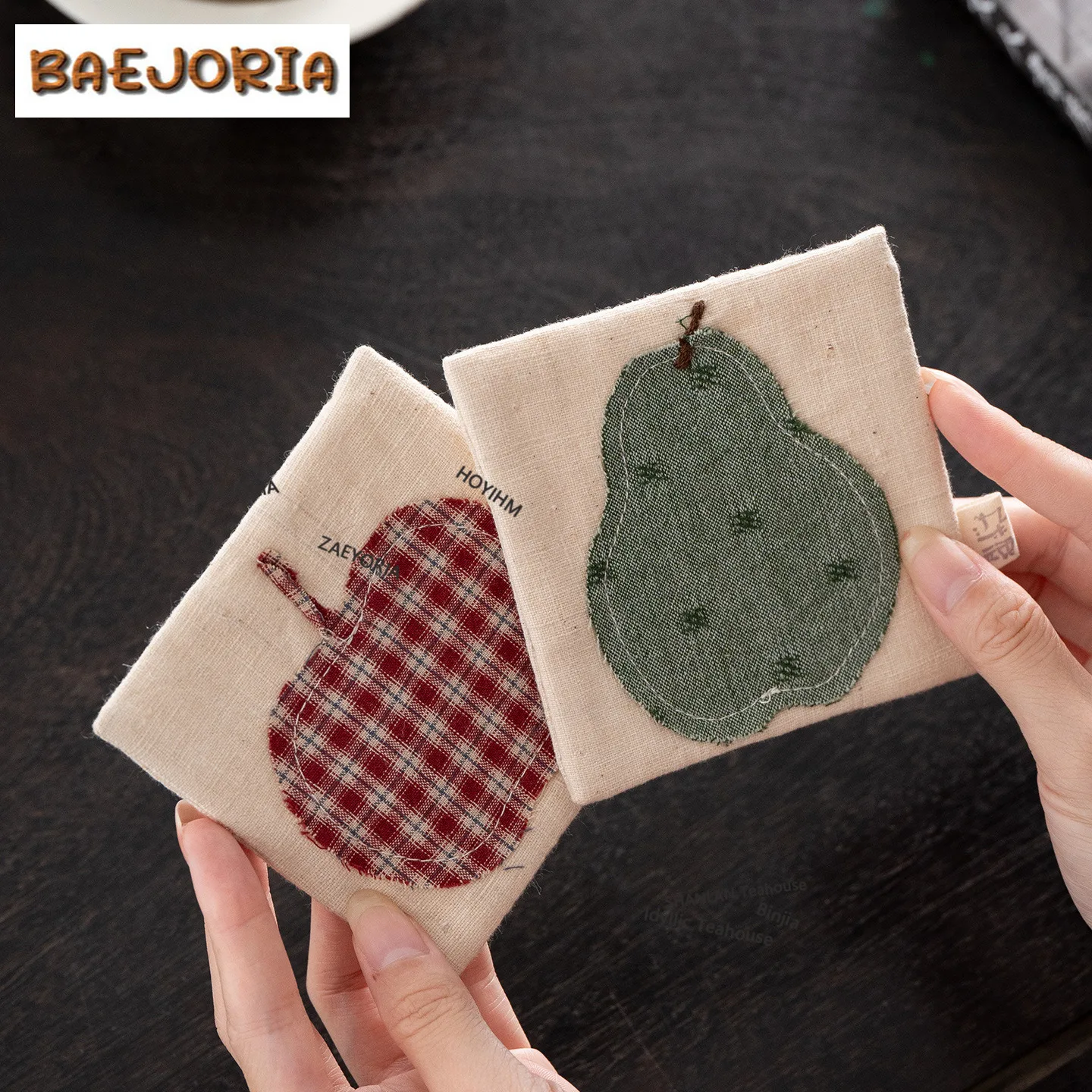 BAEJORIA Hand-sewn Cotton-linen Coasters Traditional Stand For Mugs For Coffee Cups Saucer Anti-scald Placemats Teacup Base Tea