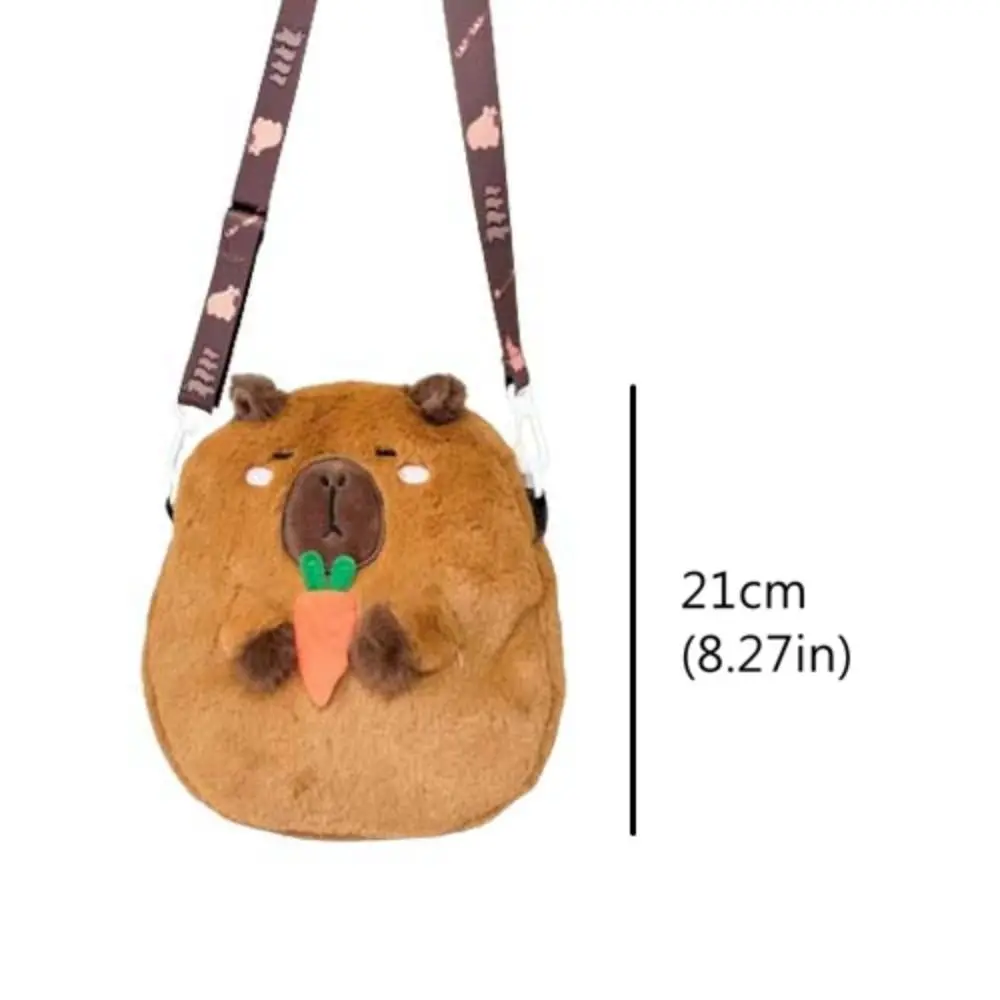 Animal Cartoon Capybara Plush Shoulder Bag Zipper Stuffed Capybara Crossbody Bag Fashion Cute Cartoon Capybara Handbag Couple