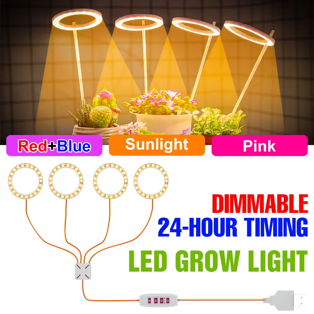 

Светодиодные лампы для выращивания растений в помещении, USB, полный спектр, для суккулентов, для выращивания в горшках, DC5V, с функцией диммирования и таймером