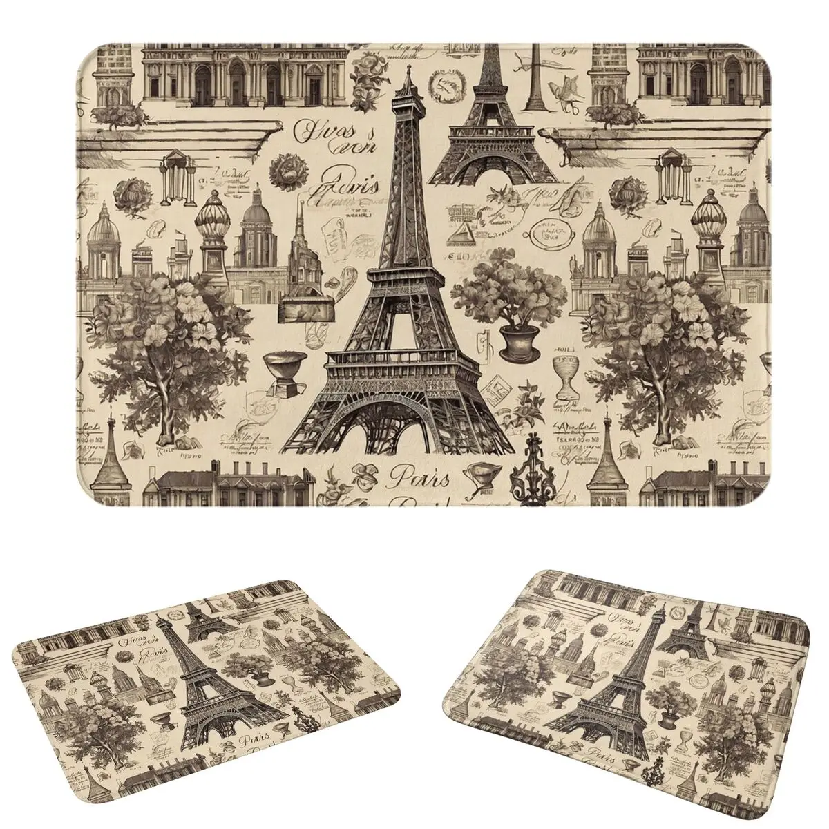 French Paris France Eiffel Tower Doormat Cushion Carpet Rug Kitchen Entrance Home Floor Mat for Living room Footpad Mats