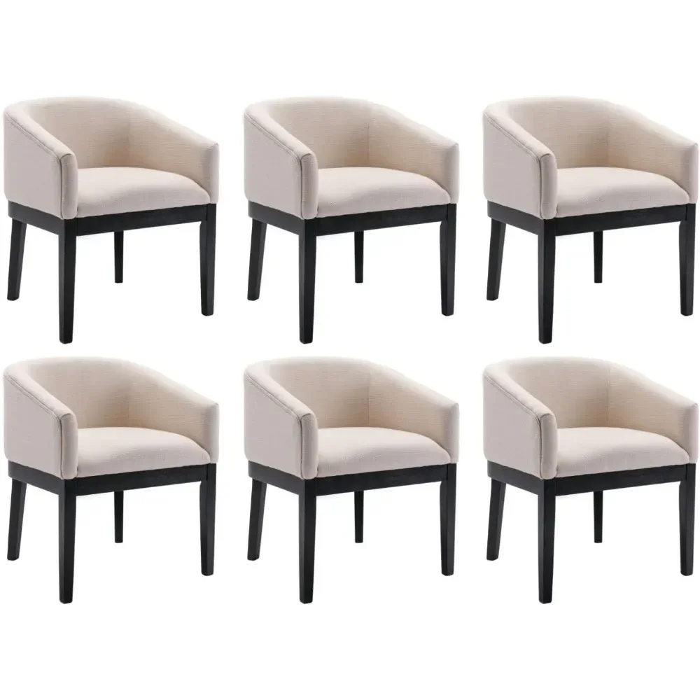 

Beige Dining Chairs Set of 6, Mid-Century Modern Dining Chairs, Linen Upholstered Kitchen Dining Room Chairs