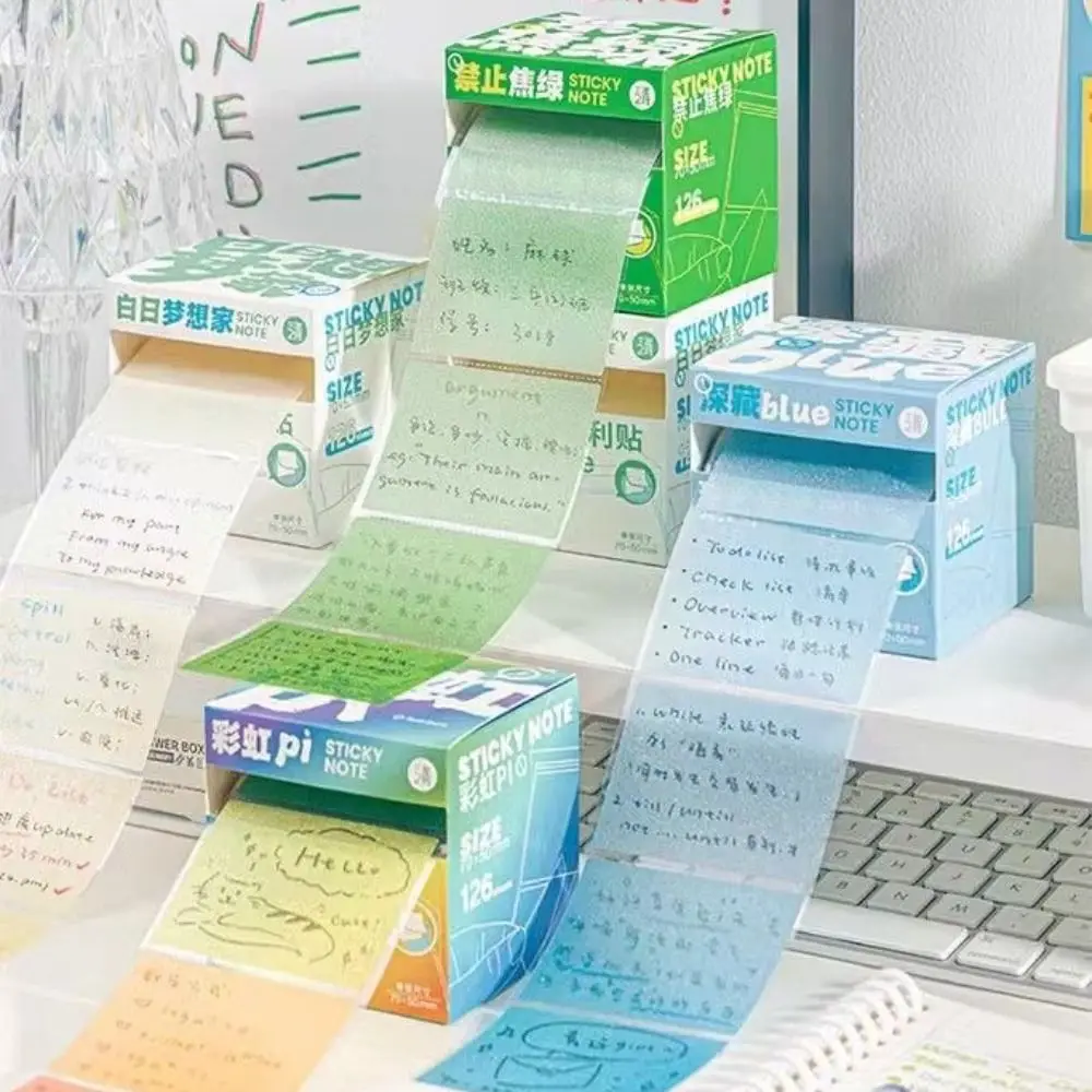 126 folhas transparente pérola perolada abas pegajosas volta adesivo completo gravável notas pegajosas estética papelaria em branco bloco de notas