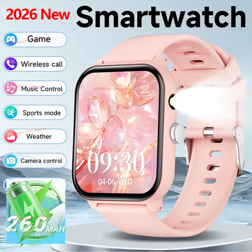 

New Game Smart Watch 1.83'' Bluetooth Calls Sports Mode Music/Camera Control LED Flashlight Long Battery Watches for Android/IOS