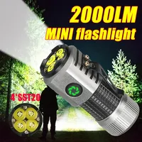 2000LM High-power 4 * SST20 LED Flashlight Rechargeable with 6 Lighting Modes Tail Magnetic Outdoor Waterproof Work Light