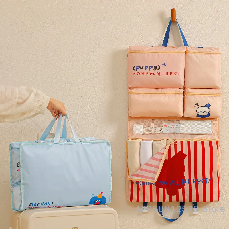 

Foldable Organizer Hanging Bag For Travel, Storage Hanging Bags With Pockets - Daily Clothes Sorting Storage, Multi-Compartment