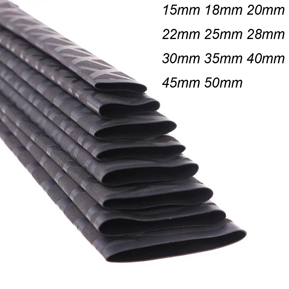 1M Non Slip Heat Shrink Tube Fishing Rod Wrap Black 15 18 20 22 25 28 30 35 40 45 50mm Handle Insulated Protect Waterproof Cover