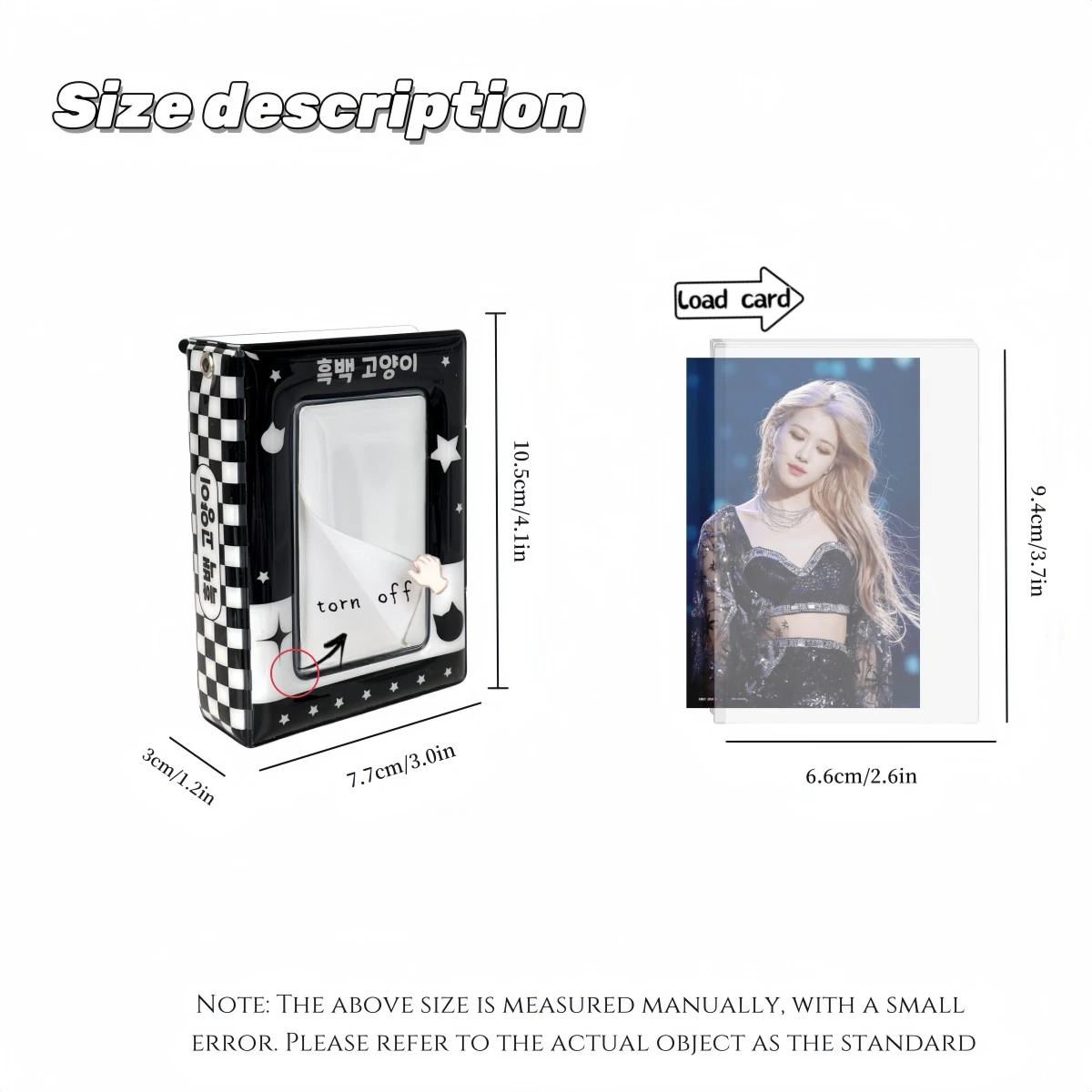 Cute Black Music Kitten Photocard Album, K-POP 3~3.5 In Photo Card Binder Card Book Suitable for Idol Photo Polaroid photo