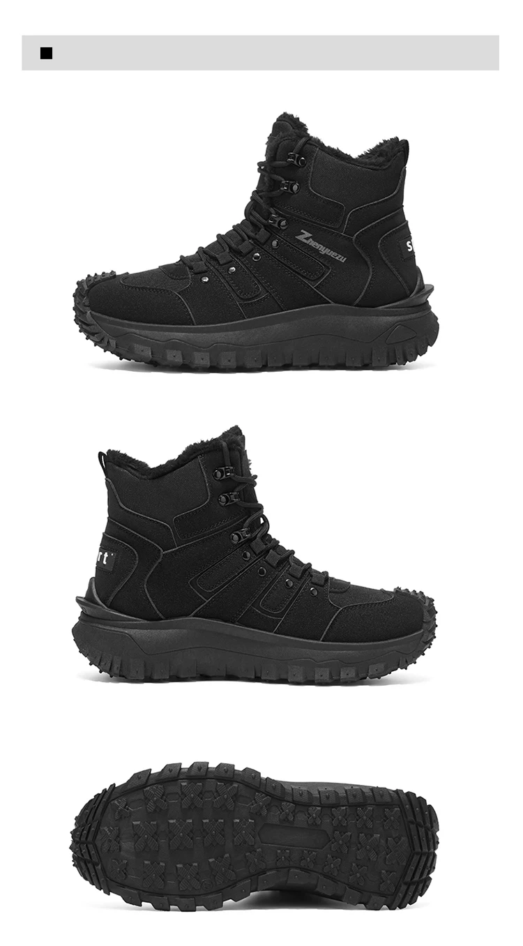 Winter-Essentials Schneestiefel, Outdoor-Wanderstiefel mit Fleecefutter, Warme Herren-High-Top Rutschfeste Wanderschuhe – Detail 23