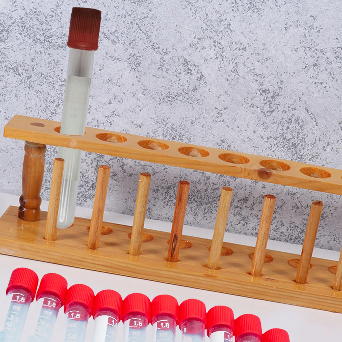 Wooden 6 Vents Test Tube Rack Holder Pipe Stand School Laboratory Supplies