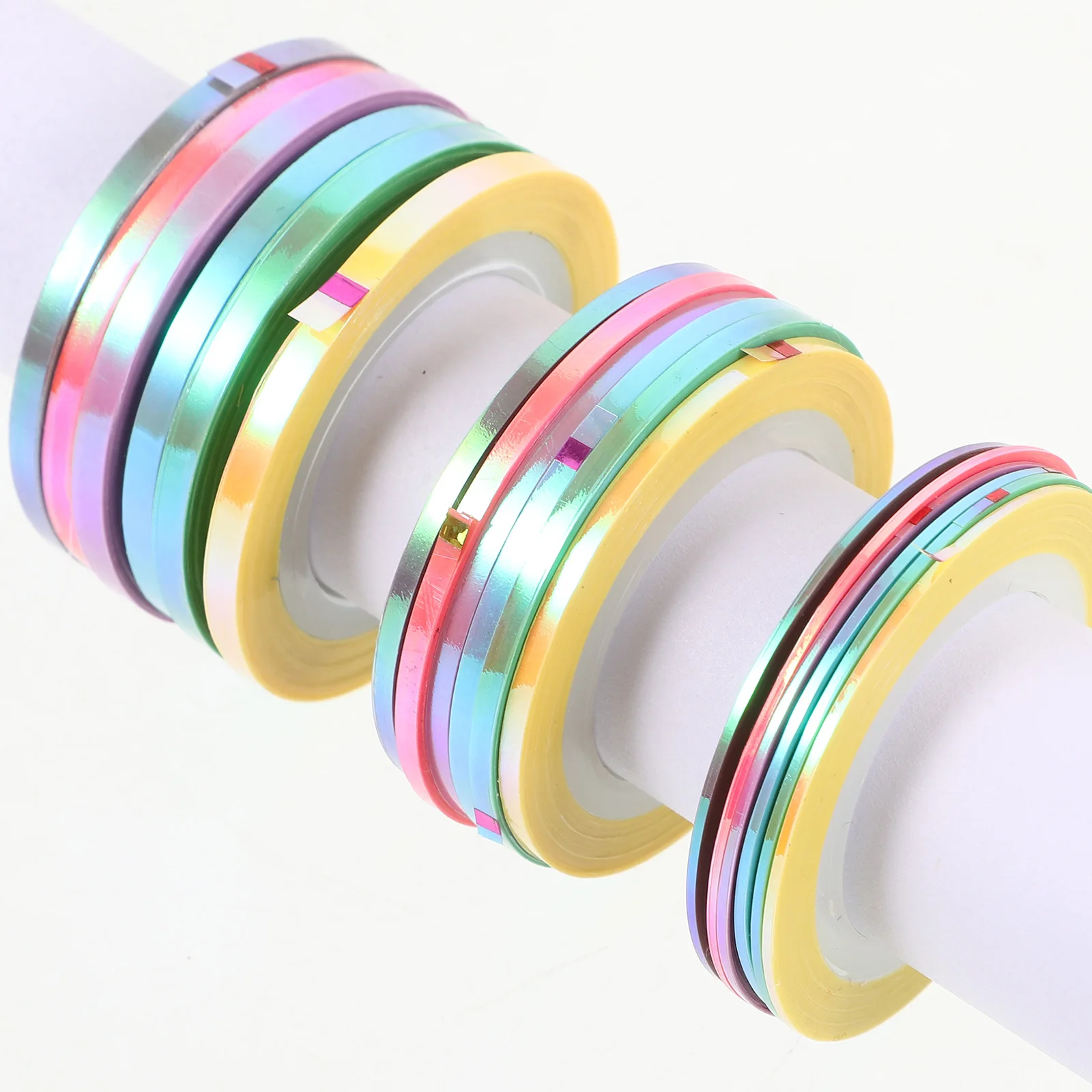 18 لفة من شريط الأظافر المعدني، خطوط لاصقة ملونة للاستخدام في صالونات التجميل المبتكرة لتزيين الأظافر في المهرجانات #1