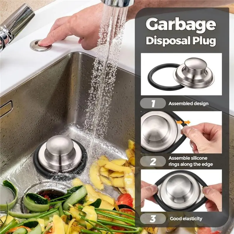 4 Pcs Brushed Silver Kitchen Sink Accessories 3.4