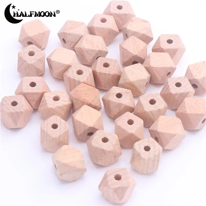 10/12/14/15/16/18/20mm Beech Wood Beads 20Pcs Eco-friendly Wooden Beads For Jewelry Making DIY Teething Pacifier Chains