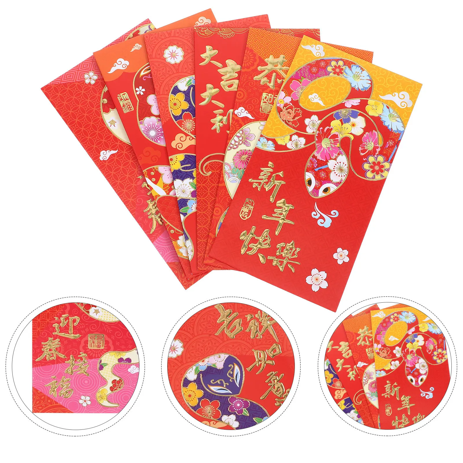 

30Pcs 2025 Year of The Snake Red Envelopes Hongbao Money Envelopes Chinese Lunar New Year Festive Lucky Packets Fu Character