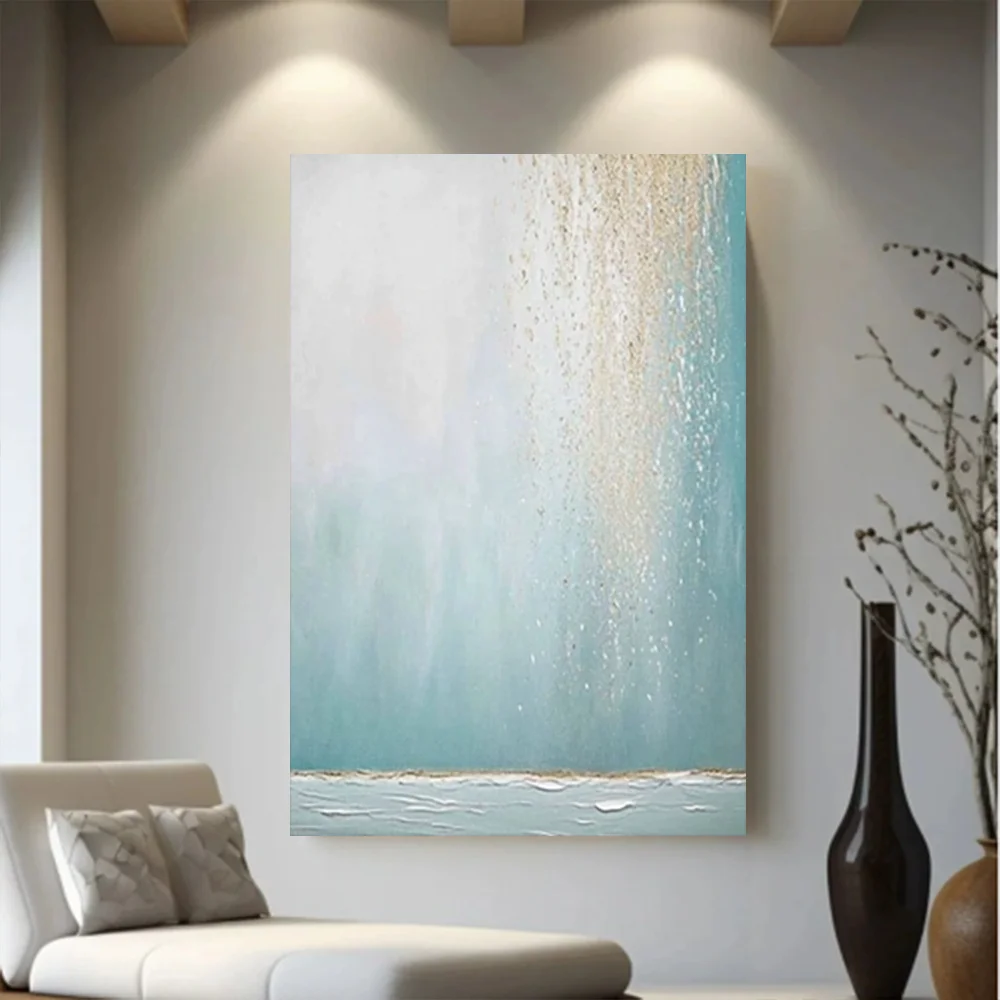 

100% hand drawn blue abstract oil painting original wall painting home living room decoration paint interior aesthetics