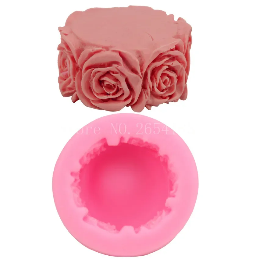 

Flower Rose Wooden plancon Silicone Fondant Soap 3D Cake Mold Cupcake Jelly Candy Chocolate Decoration Baking Tool Moulds FQ1960