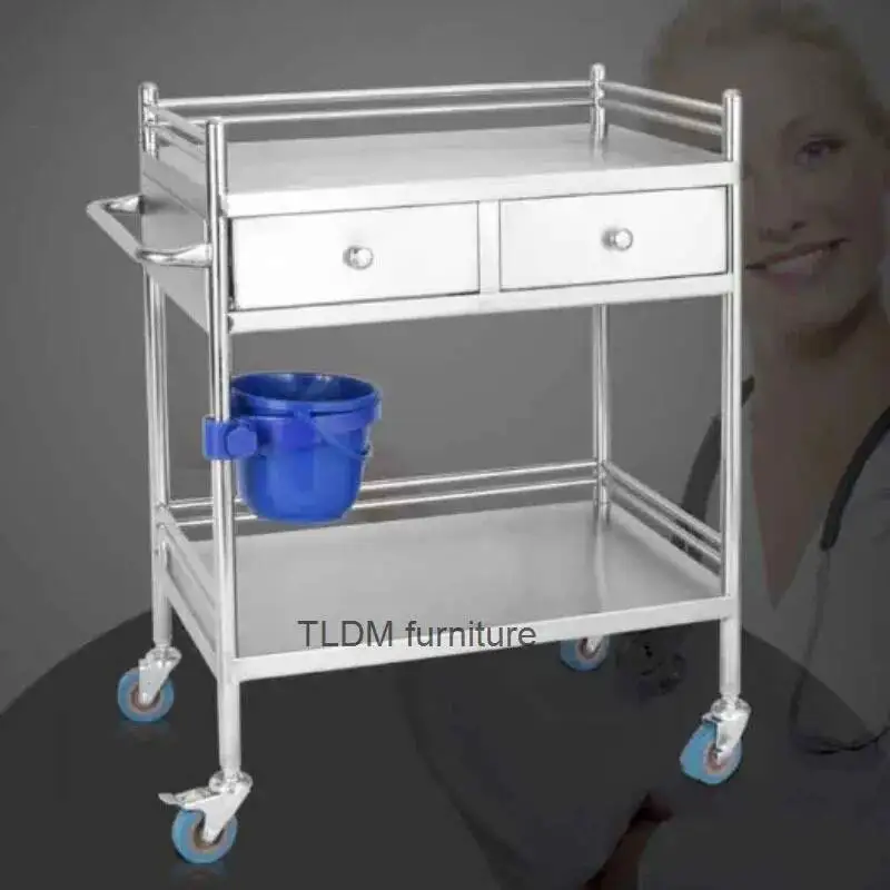 Trolley Trolley Stainless Steel Hospital salon Cart Beauty Salon Rack Operating Room Medical Equipment Instrument Movable Cart Z