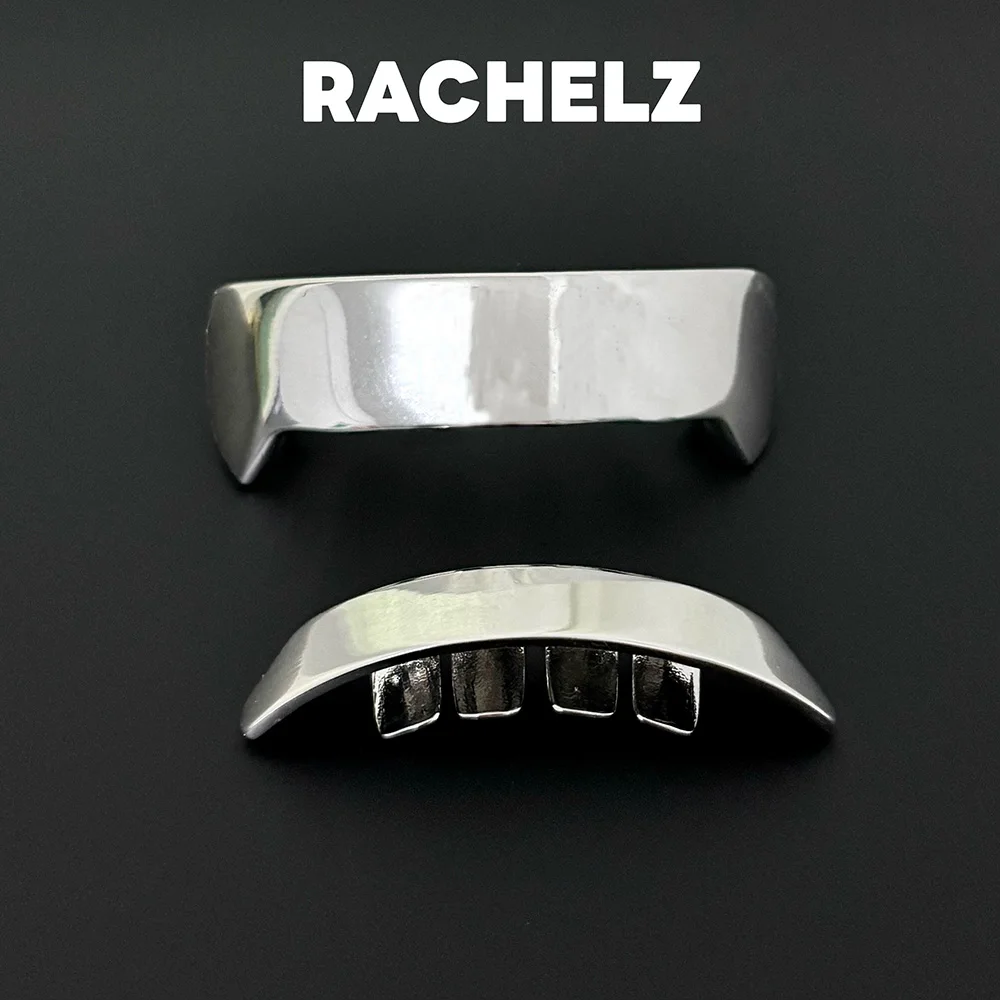 RACHELZ futuriste Cyberpunk carré brillant dent Grillz crocs Hip Hop tendance Surface lisse dents casquettes pour femmes hommes bijoux cadeau