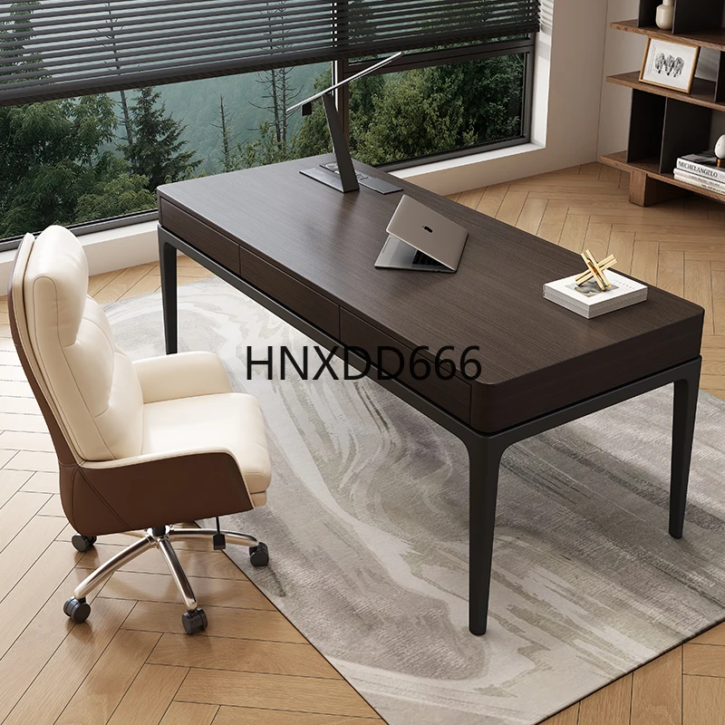 مكتب دراسة منزلي فاخر من الخشب المدخن للاستخدام المكتبي #4