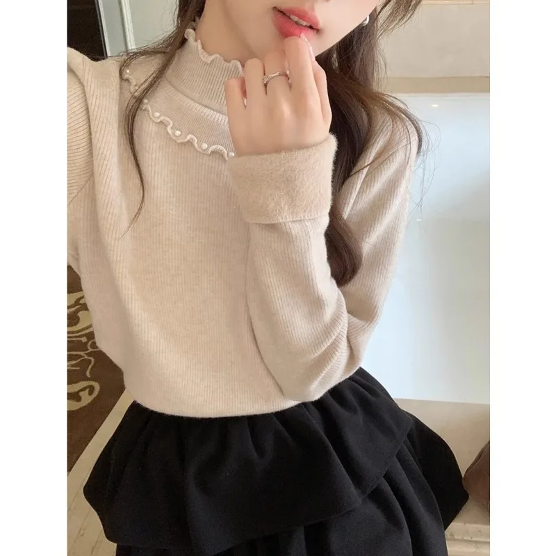 

sweater knit Knitwear Woman clothes winter 2025 Women's sweater Pullover Winter clothes woman cozy tops Half High Neck Knit
