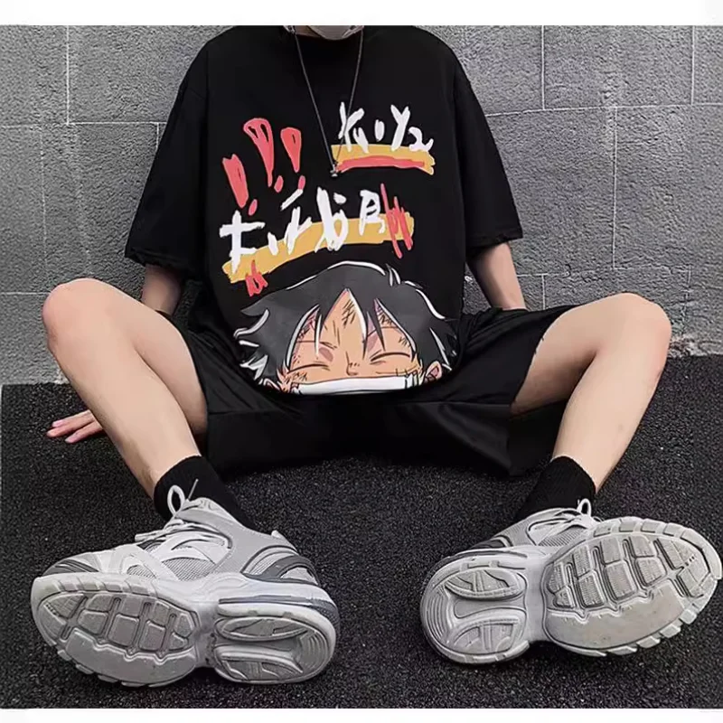 Летняя уличная футболка с короткими рукавами для мальчиков и девочек 3D Pirates Voyager Nami Roronoa Zoro Luffy с принтом Летняя футболка из ледяного шелка Повседневный топ