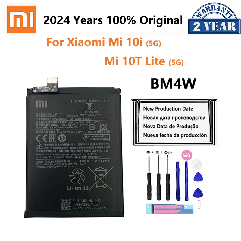 

100% Original BM4W 4820mAh Phone Battery For Xiaomi Mi 10i 10T Lite Mi10i 10TLite 5G Mobile Phone Replacement Batteries Bateria