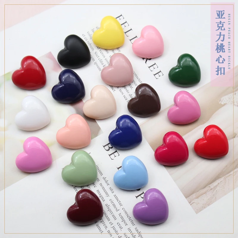 5Pcs/Lot Baby Buttons For Needlework Children's Garment Colorful loveing Heart shaped With Design Sewing Accessories Supply Cute