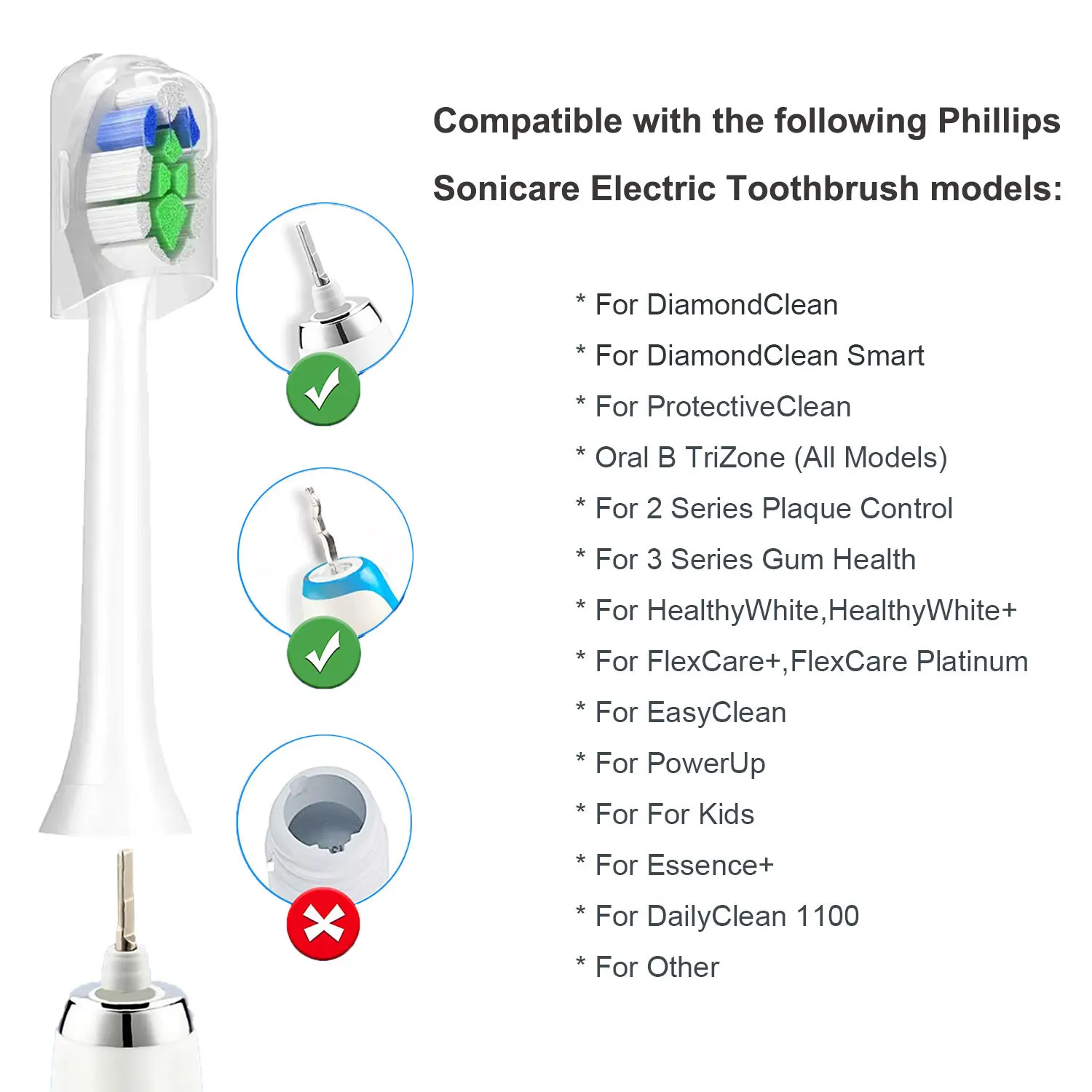 8pcs Toothbrush Replacement Heads Compatible with Phlips Sonicare ProtectiveClean DiamondClean C2 G2 W 4100 5100 Plaque Control