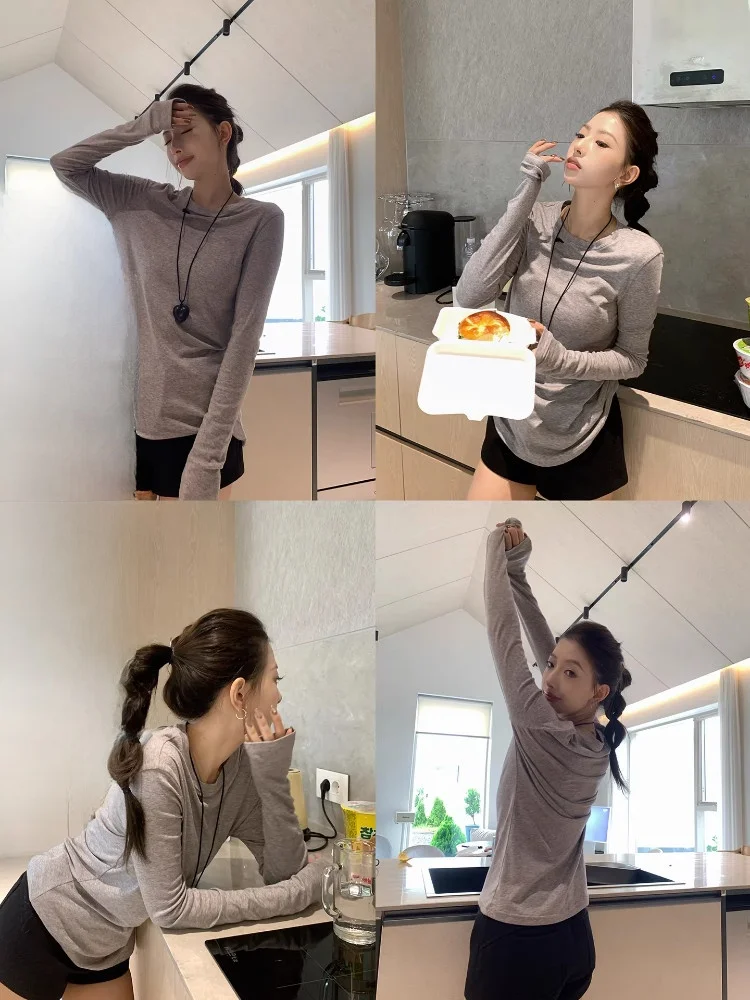 

EKOOL женская футболка Long Sve round Ne из смеси шелковой шерсти, повседневная внутренняя одежда, универсальный базовый слой для похудения irt