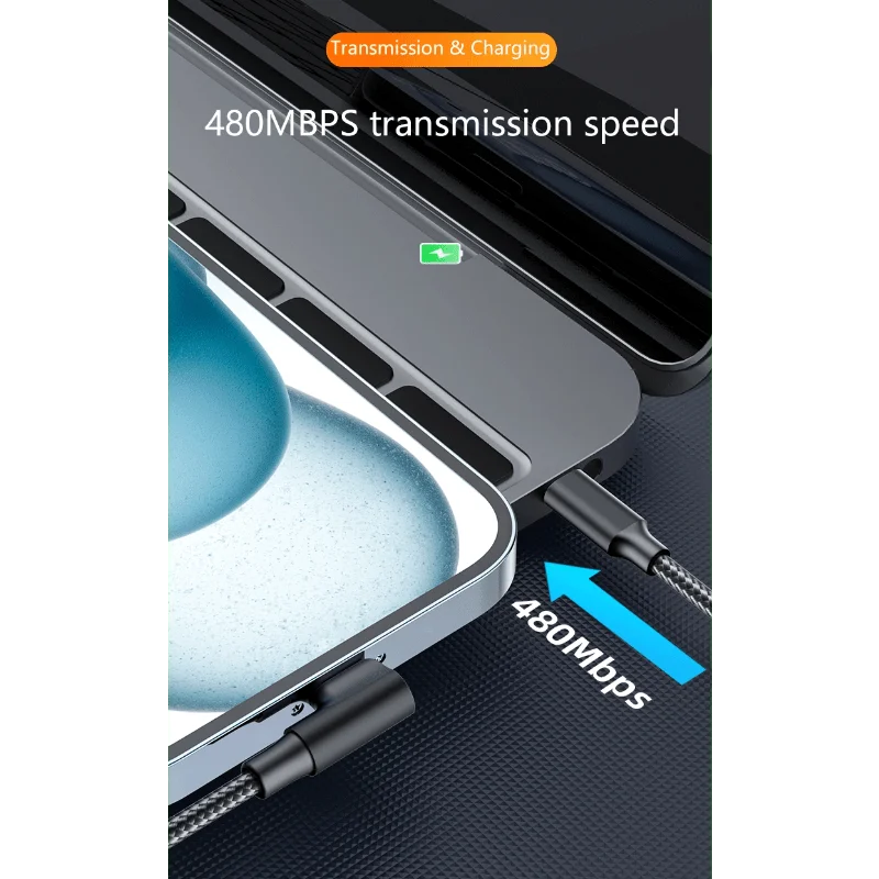 5 قطع كابل شحن من النايلون المضفر بطول 3 أقدام/1 متر، كابل زاوية قائمة 60 وات من النوع C إلى النوع C، كابل بيانات شحن سريع متين 90 درجة