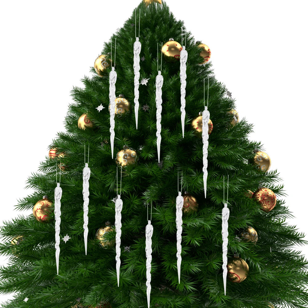 12 قطعة عيد الميلاد رقاقات الثلج شفافة ديكور واضح كريستال الملتوية جليد قطاع الخيوط قلادة للعام الجديد الشتاء الديكور