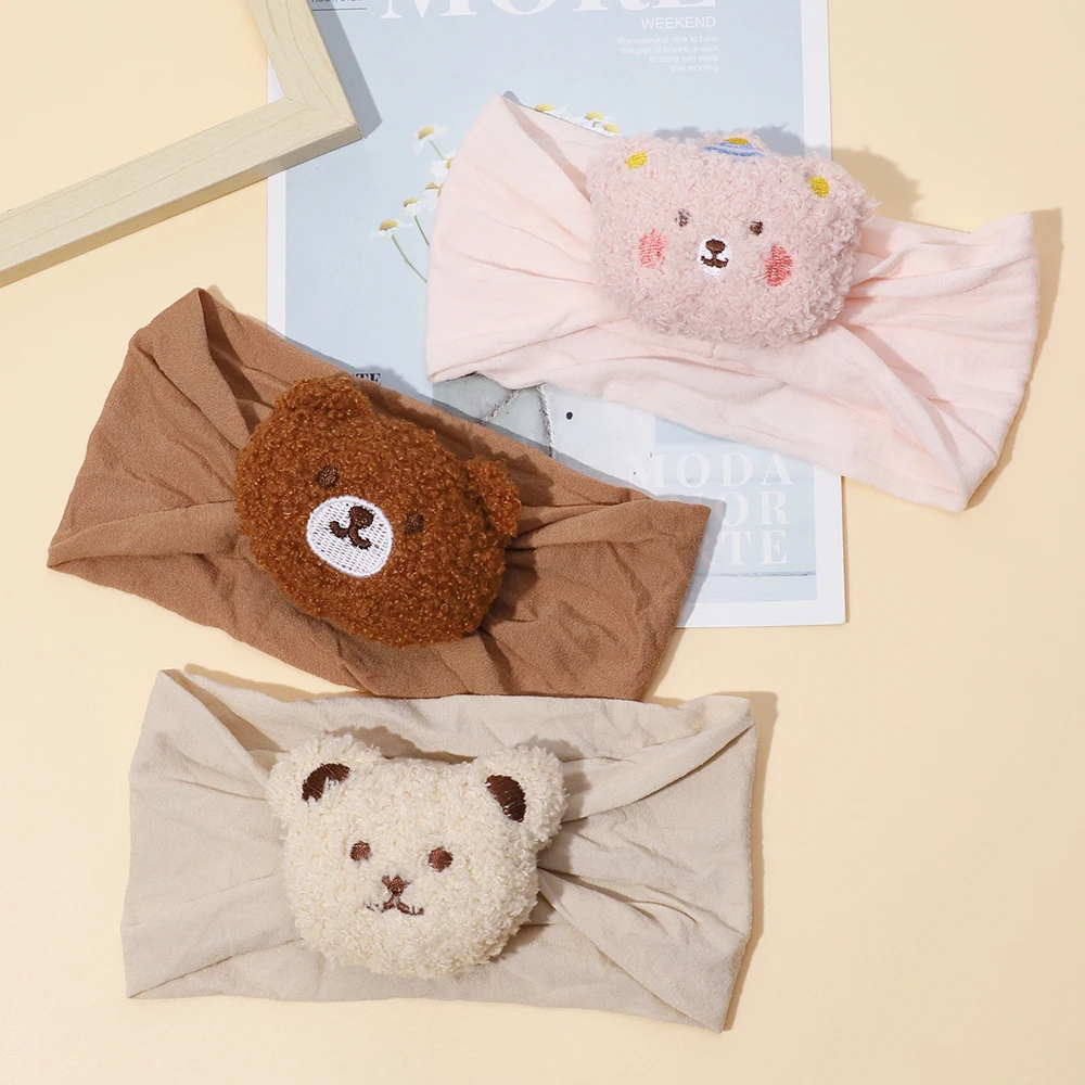 

Baby Accessories For Newborn Toddler Kids Baby Girl Boy Headband Nylon Hairdress Winter Cartoon animals Soft Plush HairBands