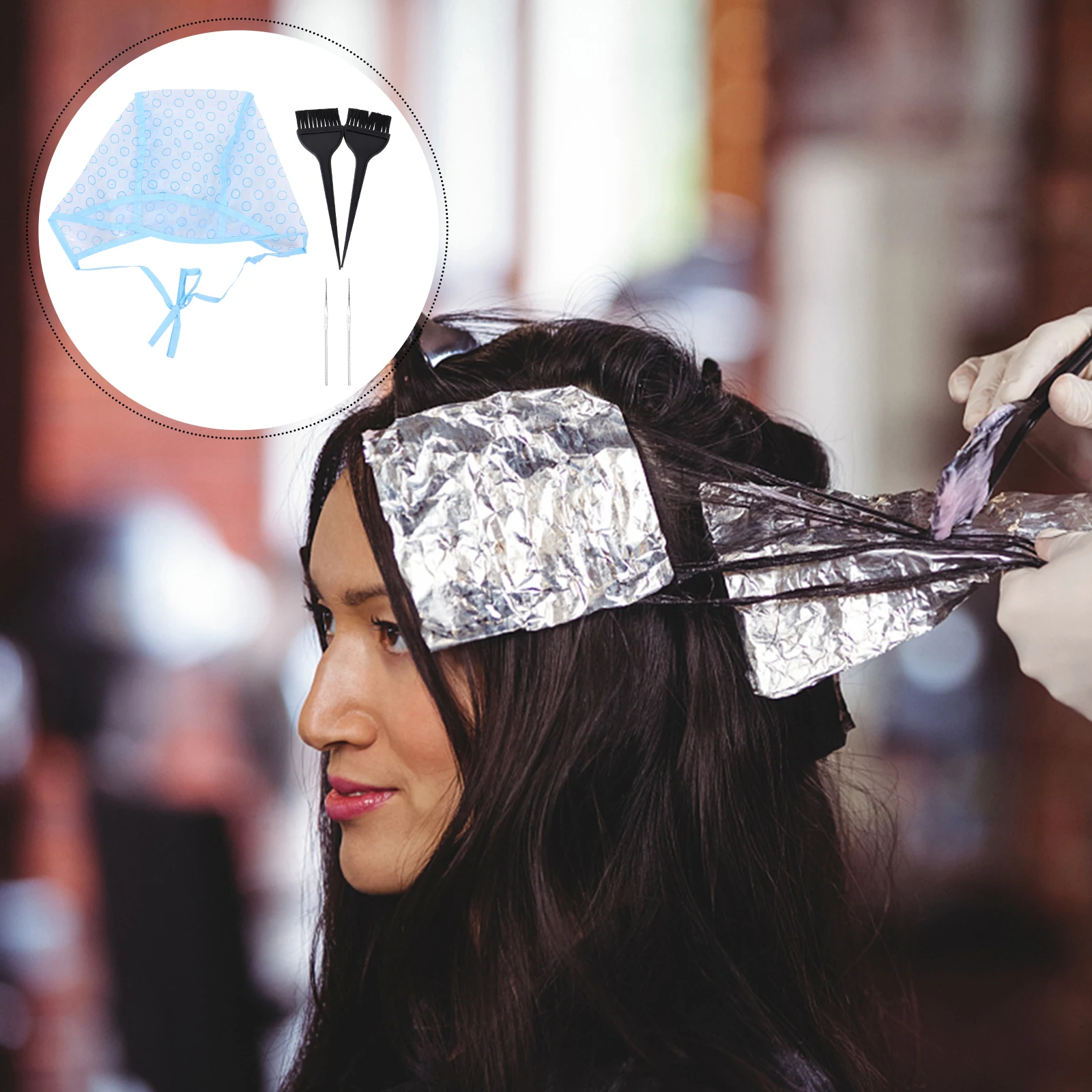 

6pcs Hair Highlight Kit Highlighting Cap Hook Home Use Hair Coloring Accessories Dyeing Tool Cap Hat Durable Plastic