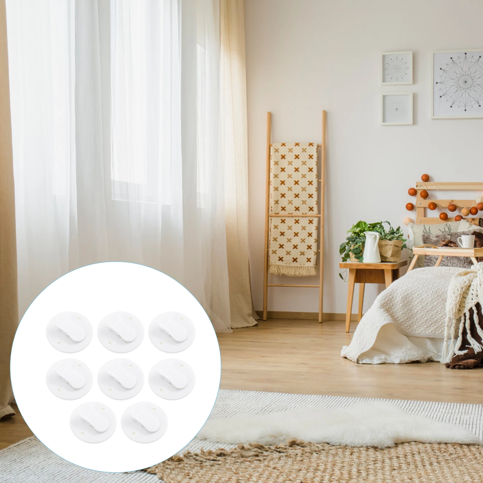 8pcs Bath Curtain Clips Self Adhesive Shower Splashes Stop Clamps For Bathroom Supplies Windproof Bathing Cloth Clips