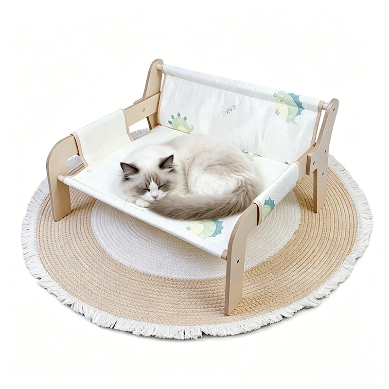 Cooling Cat Bed Summer Ice Silk Pet Sofa Hammock Breathable Wicker Cat Nest Sleeping Mat for Small Dog