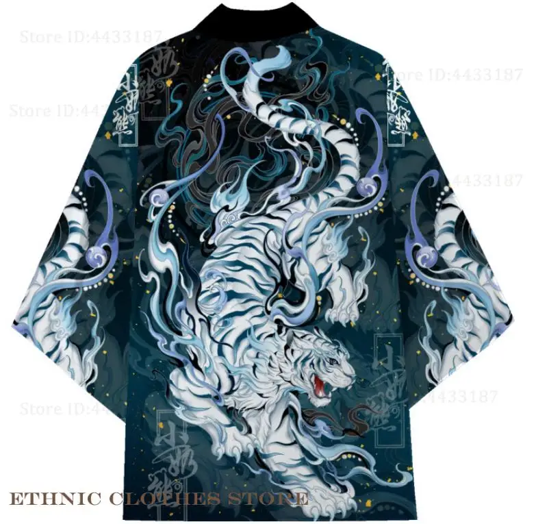 كبيرة الحجم 3XL 4XL 5XL ثوب الكيمونو الياباني سترة التقليدية الرجال الساموراي تأثيري حلي النمط الصيني طباعة التنين يوكاتا هاوري #3