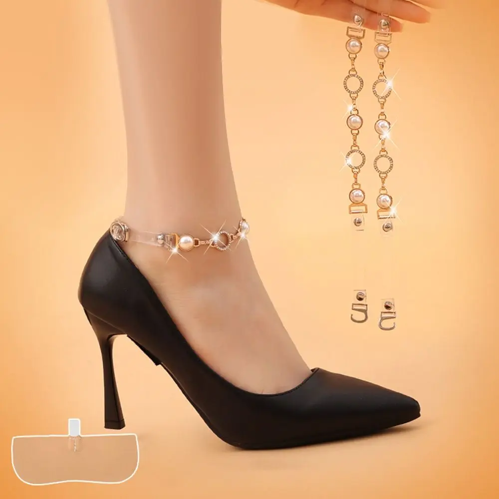 Shoes Chain Invisible Transparent Shoelaces for High Heel Shoes Clear Shoe Laces Straps Holding Loose Ankle Shoelace Fixing Belt