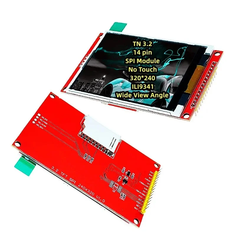 No Touch 3.2 inch TN Module ILI9341 320*240 Wide View Angle TFT 4 Wire SPI serial port LCD display screen panel 14 pin
